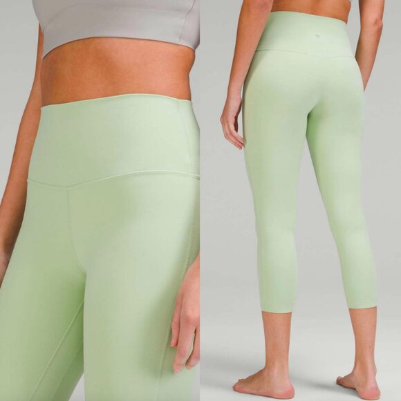 ☀️ Lululemon Align High-Rise Crop 23" Kohlrabi Green Leggings Pants Mint Cream 4 - Picture 1 of 7